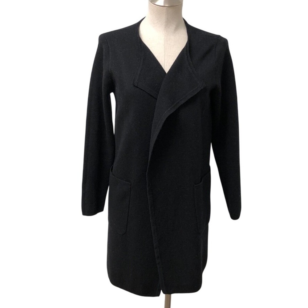 J.Crew Juliette Blazer Cardigan Womens Small Black Open Front Knit Jacket J6339